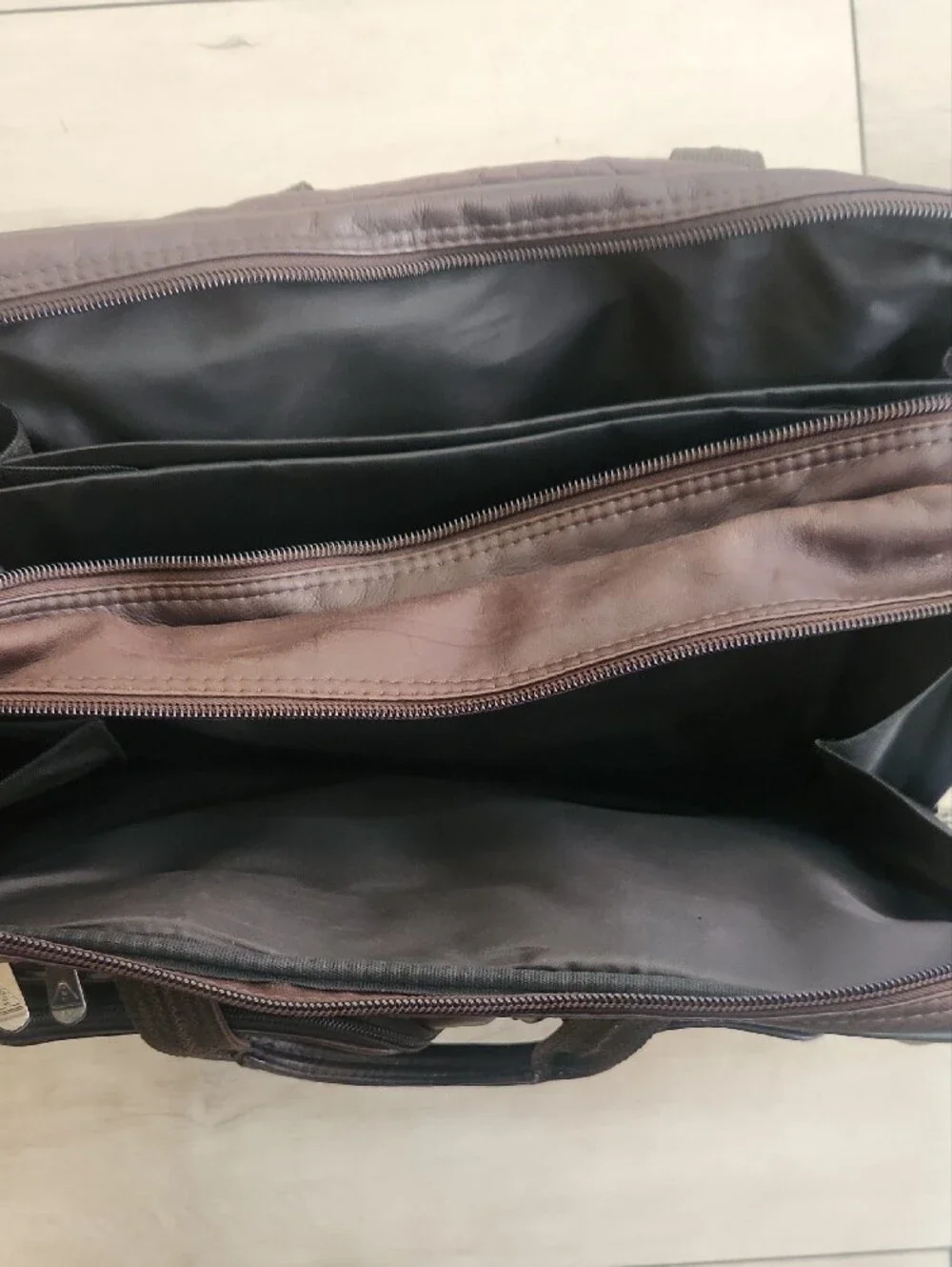 Alpine Swiss Genuine Brown Leather Expandable Laptop Briefcase Business Bag